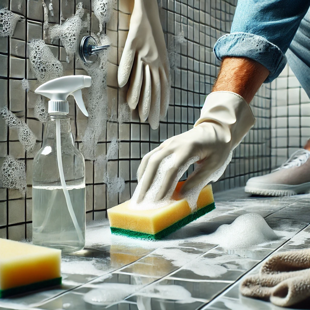 remove soap scum from tile