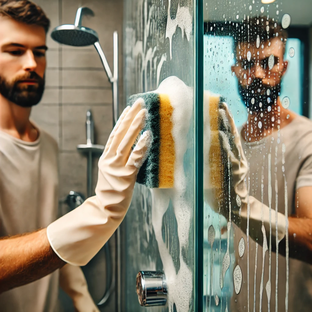 remove soap scum from shower glass